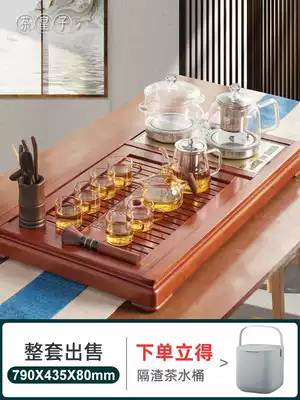Solid Wood tea tray set with induction cooker Integrated Household automatic rosewood tea table tea kung fu tea set simple