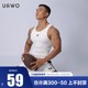 Uawo summer vest men's striped print slim high elastic breathable fitness sports sweat-absorbing quick-drying t-shirt men's tide