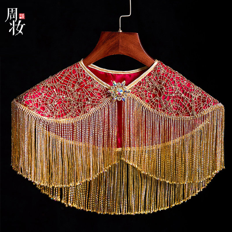 Xiuhe clothing shawl bride crystal tassel shawl 2022 new Chinese dress toast clothing cloak costume accessories