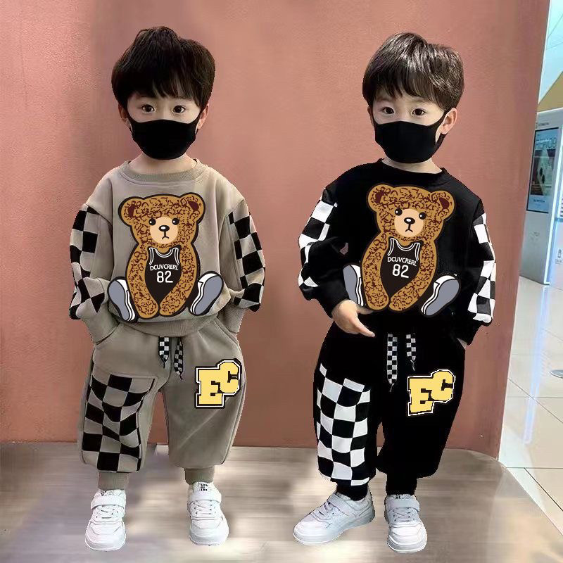 Осенние костюмы для мальчиков, новинка 2024 года, детская одежда, осенние свитера, красивые и модные весенние и осенние костюмы для мальчиков