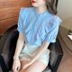 2022 summer new fungus edge embroidery hollow short-sleeved shirt women's design niche white cotton top