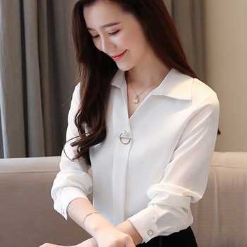 Chiffon white shirt long-sleeved 2022 autumn new fashion women's all-match Western-style tops professional formal shirts