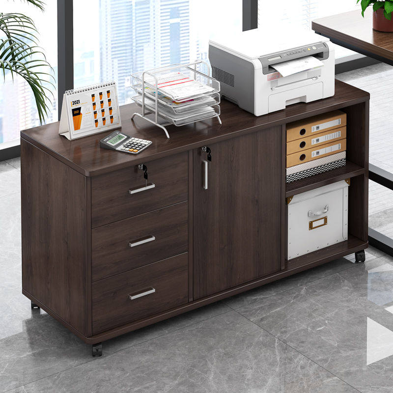 New File Cabinet Table Lower Office Cabinet With Lock Drawer Cabinet Wooden Printer Cabinet Desk Side Cabinet Short Cabinet Storage-Taobao