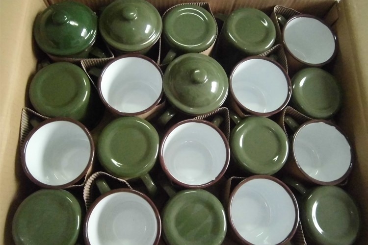 Big ChaGangZi old forces army green tea urn enamel koubei enamel cup army green cups