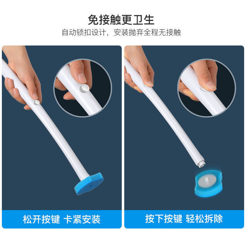 Одноразовые туалет щетки 一次性马桶刷套装无死角长柄家用厕所刷清洁片替换头卫生间免打孔