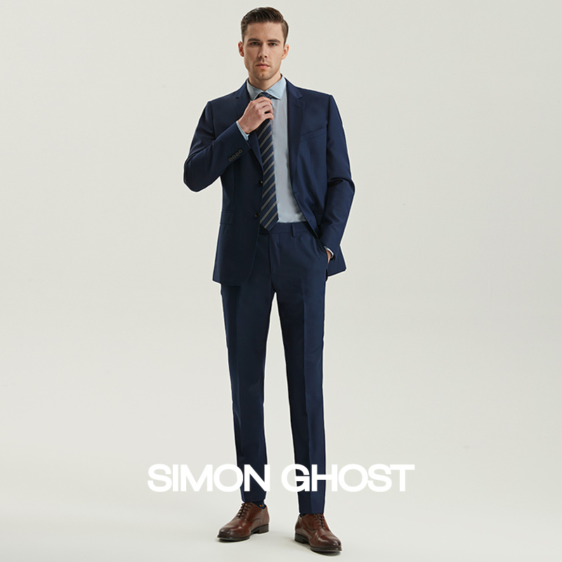SIMON GHOST wool suit suit men's business positive dress black manicure wedding grey suit casual