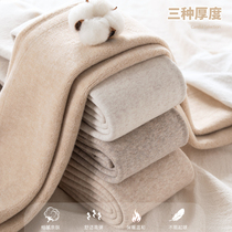 Threaded Bottom Pants Woman External Wearing Spring Autumn Oatmeal Early Autumn Oat White Beige Winter Plus Thin Suede Pants Socks Tight Fit Pants