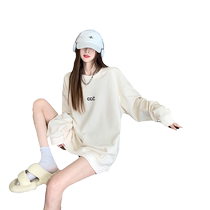 2023 Early Autumn New Hong Kong Style Chic Loose Long Sleeve Lazy Style Casual Wear Sweater Womens Mid-Length Top Trendy