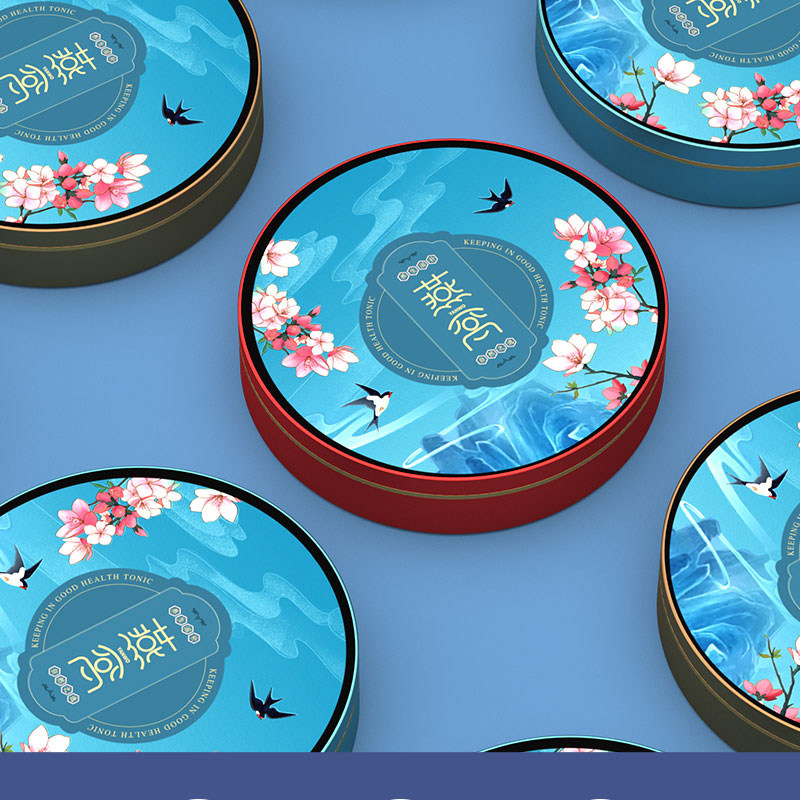 товар из китая 新款干盏燕窝包装礼品盒50克空盒250克圆形金边亚克力可定制现货 Core filled