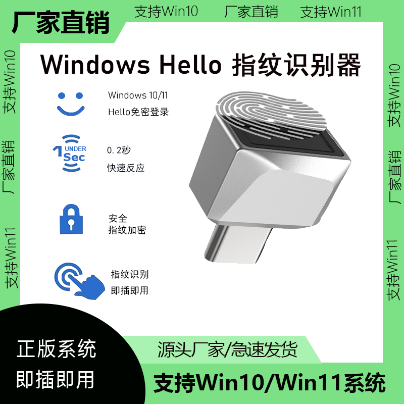 Windows10/11 Computer USB Fingerprint Login Device Laptop Desktop Typec Unlocking Recognition Module