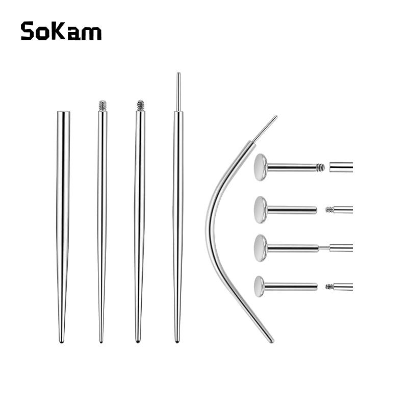 Titanium Steel Guide Pin Ear Studs Insertion Pin Internal and External Threaded Nose Lip Tongue Piercing Guide Rod Bent Rod Ear Hole Auxiliary Tool Titanium Steel Guide Pin Ear Studs Insertion Pin Internal and External Threaded Nose Lip Tongue Piercing Guide Rod Bent Rod Ear Hole Auxiliary Tool