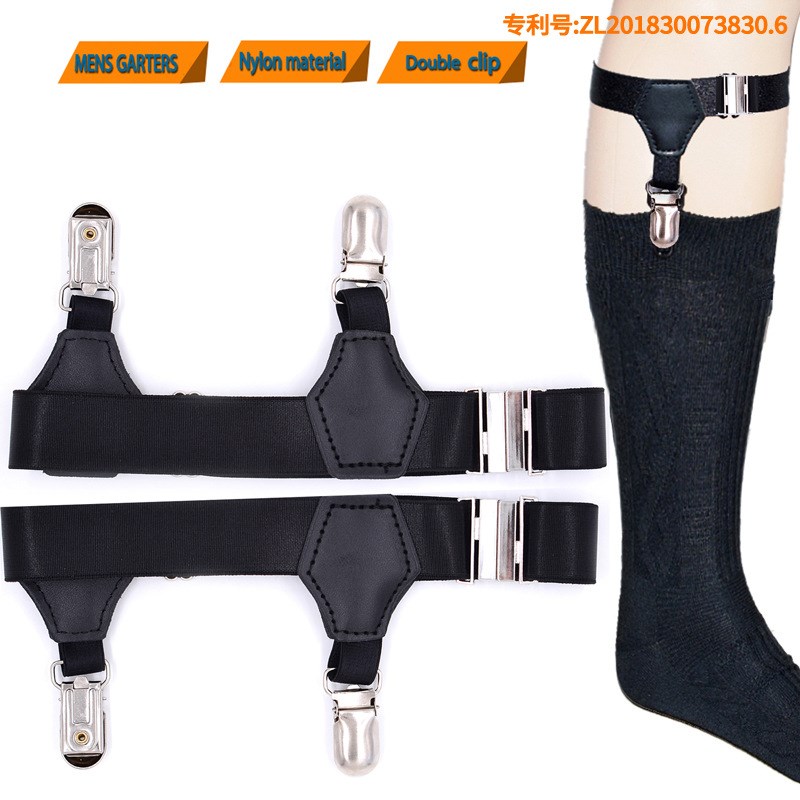Garter sock clip leg ring men's women's middle tube stocking garter belt formal metal punk calf temptation universal men's non-slip