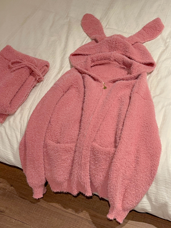 Zodiac Year Rabbit Half Velvet Pajamas Women's Winter New Internet Celebrity Pure Desire Style Thickened Warm Large Size Home Clothes Winter