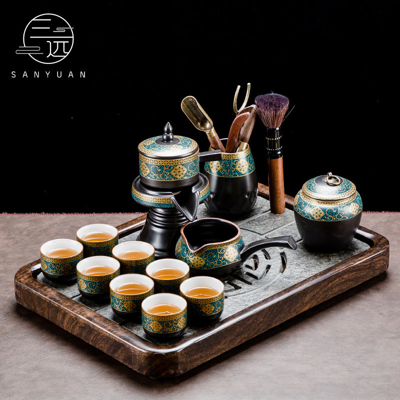 Saniyuan modern meeting living-room lazy person automatic utilitus tea furniture set group home ceramic stone grinding anti-scalding tea maker