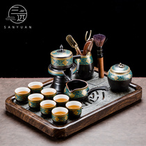 Sanyuan modern living room lazy automatic Kung Fu tea set Household ceramic stone grinding anti-scalding tea brewing device
