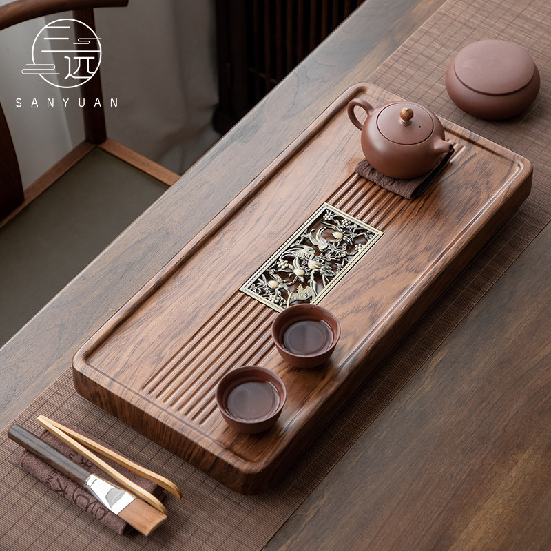 Three far modern whole block of bamboo and wood drainage type solid wood tea tray minimalist Japanese style home tea sea size tea table tea dei