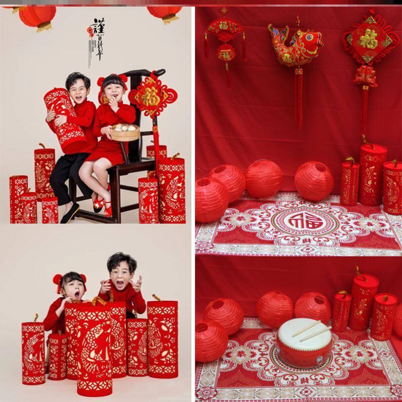 Baiyenfilm props for Year of the Year photo tiger year shooting for Spring Festival photo Self-shooting gallery Scene Festive Scenery China Wind