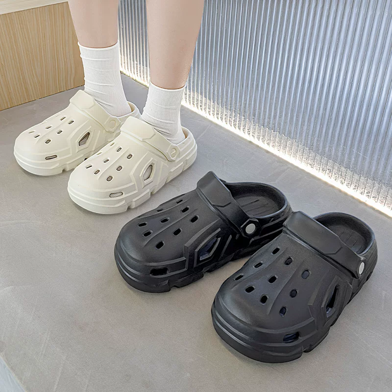 Мужские Crocs-шлепанцы с ощущением какао для лета 2023 года, новая нескользящая толстая подошва, домашняя/уличная обувь, мужские сандалии на открытом воздухе