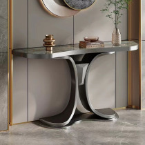 Italian light luxury rock plate designer creative advanced sense of modern inward to wall corridor stainless steel porch table