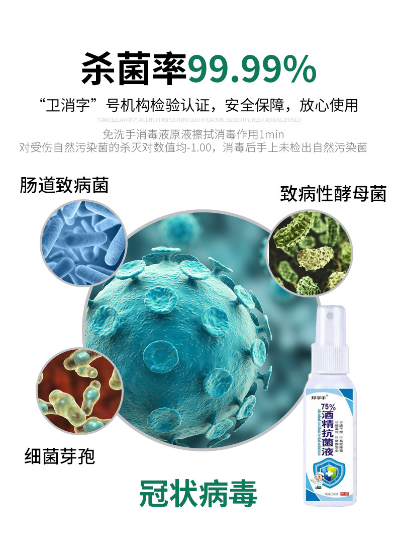 铁骨王中王 75%酒精消毒喷雾 100ml 图2