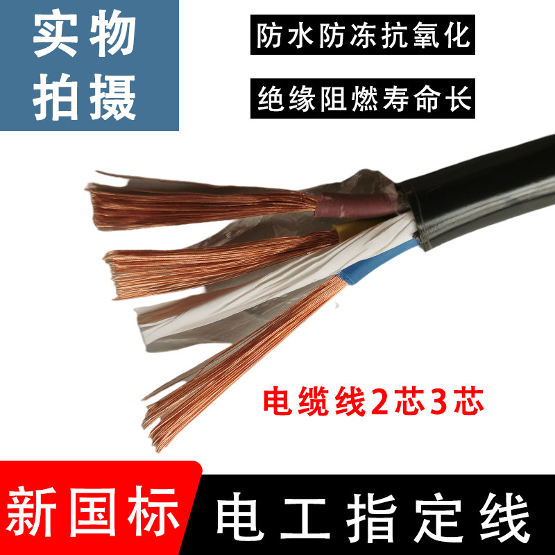 Pure Copper Core Wire Soft Cord National Standard Cable 2 5 squared power cord 2 Core 3 Core 4 Core RVV sheath Line Home