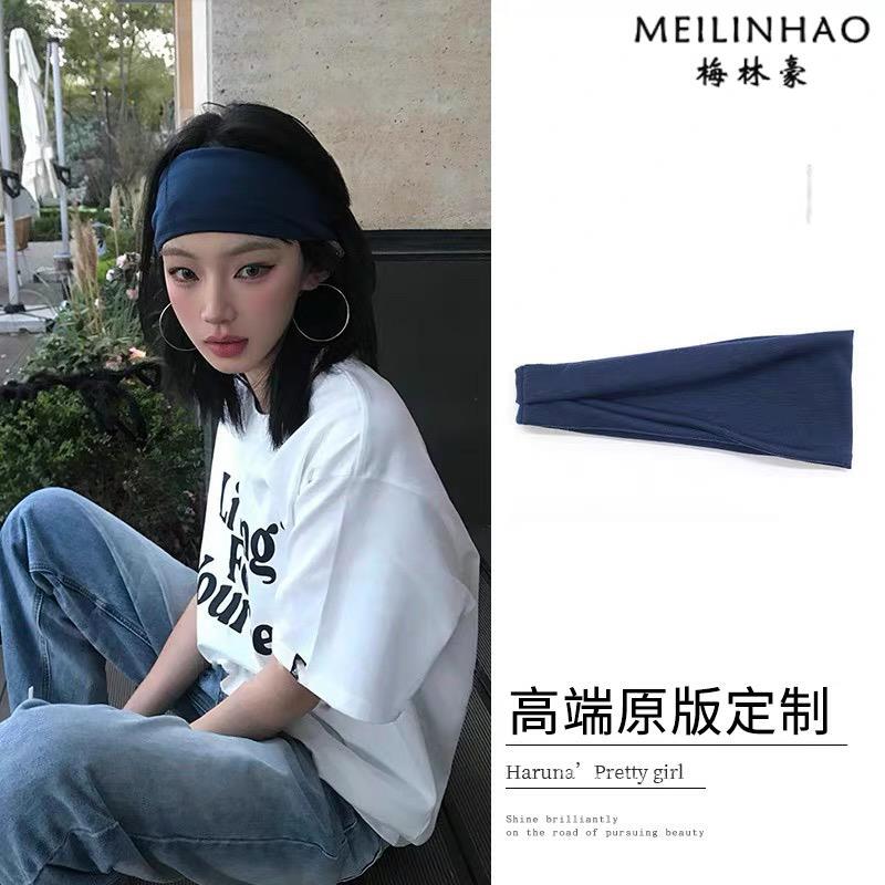 American-Style Solid Color Sports Wide Headband for Women, Spring/Summer 2026 New Model, Daily Wear Headscarf, Sweat-Absorbing Headband, Head Wrap