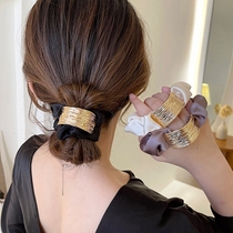 Elegant metal large intestine hair ring for women ins hair rubber band ponytail hair rope fashionable headband headwear