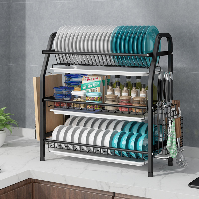 304 stainless steel bowl frame asphalt frame to dry dishes dishes dishes dishes to collect box kitchen shelf 3 floors