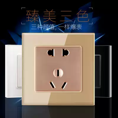 Tempered glass White 5-hole 10A socket 5-hole with USB socket air conditioning socket with switch computer network route socket