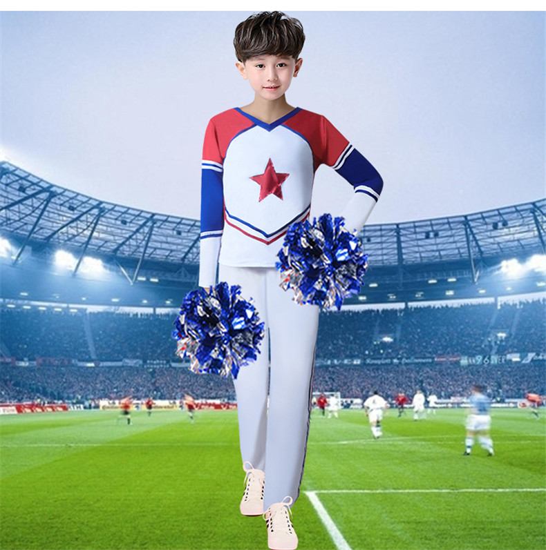 trang phục biểu diễn cho trẻ em cheerleaders học sinh tiểu học Games khai mạc buổi lễ khiêu vũ mẫu giáo của nam giới và phù hợp với phụ nữ cổ vũ