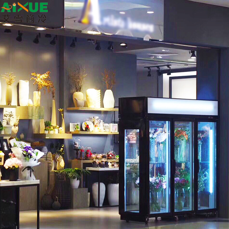 Customized flower refrigerator Commercial air-cooled tea fresh-keeping cabinet Flower shop bouquet anti-fog door frost-free display freezer