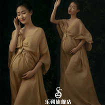 Photo-studio pregnant woman photogramme photo-writing true clothing sweet and retro advanced senses gown gestation gestation with great belly art