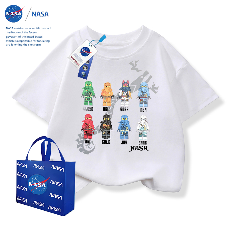 Nasa Fashionable New Summer Style Kidsren's Handsome Lego Ninja Printed Kidsren's Half-Sleeved Top Cartoon Cotton T-Shirt