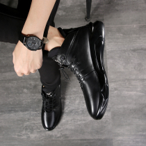 Mens shoes autumn winter 2021 new shoes mens wave shoes black 100 hitch casual old daddy pure leather Korean version trendy high help shoes