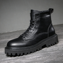 Martin boots male high help winter short boots Inlenty wind plus suede boots for mens thick bottom Damp Shoes Locomotive Tooling Boots