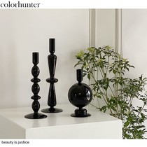 ins wind black glass vase retro swing piece living-room plug-in floral creative desktop swing to swing the background