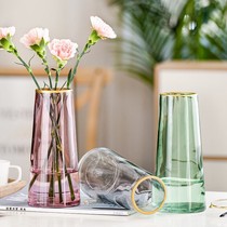 Light extravagant minimalist sketch Painted Gold Glass Vase Smoky Grey Living Room Dry Flowers Flowers Rich bamboo flower floral Nordic pendulum