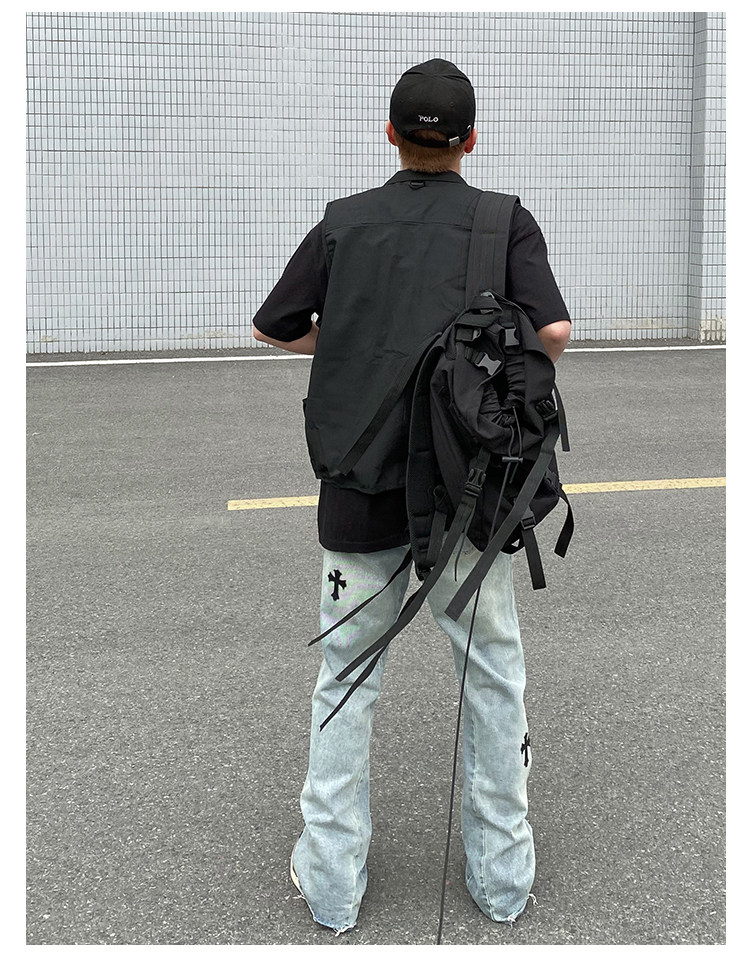 European and American high street CH Crook cross jeans for men, American hip-hop vibe street loose straight flared pants pic 4