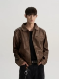 Puee американская ретро уличная квадратная куртка Harrington с потертостями из искусственной кожи, модная чистая короткая куртка