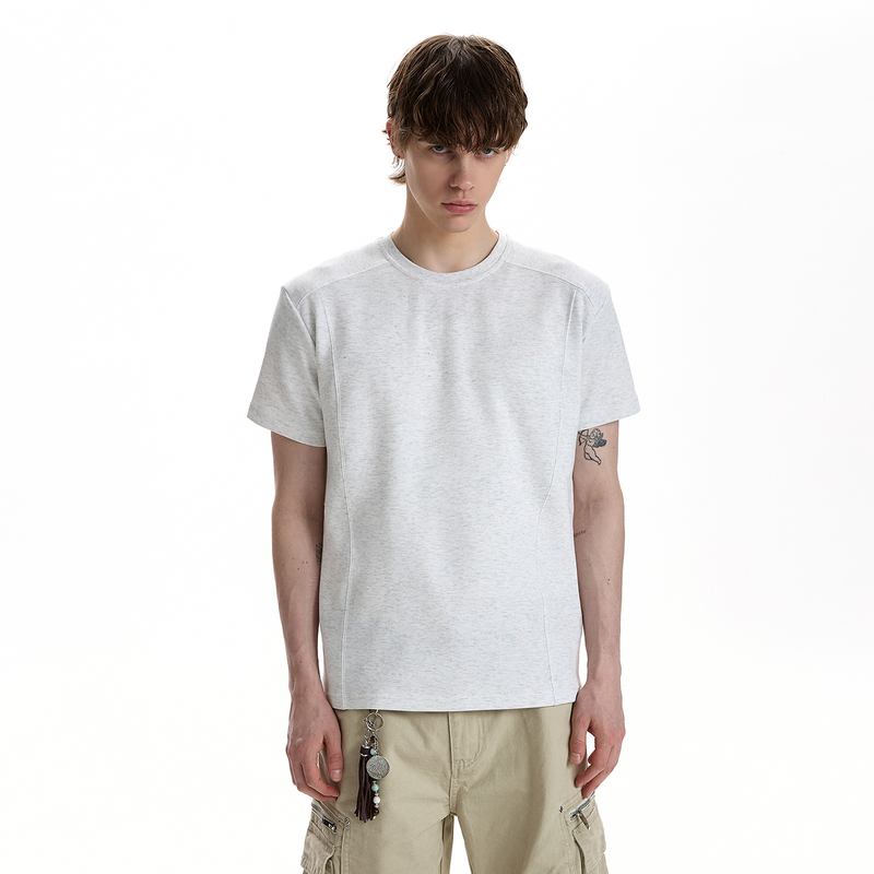 A Puee Deconstructed Design Cleanfit Regular Shoulder Short-Sleeve T-Shirt for Men and Women, High-End Short Versatile Top for Summer