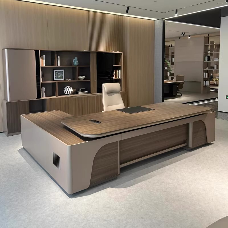 Solid Wood Executive Desk 2026 New Model High-End Light Luxury Executive Desk Modern Chairman Office Desk Large Desk