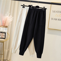 Net Red Grandma Pants Grey Knit Small Feet Kharen Pants Woman Autumn Winter Casual Turnip Pants Loose Toe Sport Pants