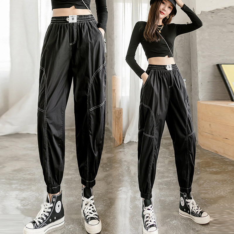 2022 New black beam footwear pants female network red loose casual pants with a thin nine - point Harlen pants