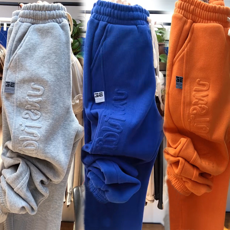 Net red white European goods sweatpants women's 2021 spring new super hot loose and thin beam feet casual ins sports pants trend