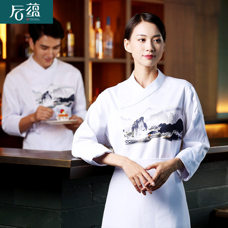 After the cooks overalls, women's long sleeves, Chinese restaurants, restaurants, bakery cakes, chefs, breathable autumn and winter
