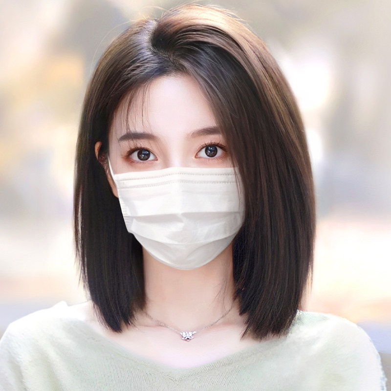 Wig woman long hair natural full headgear Genuine Hair Full man with high-end new collarbone short hair full top wig cover-Taobao