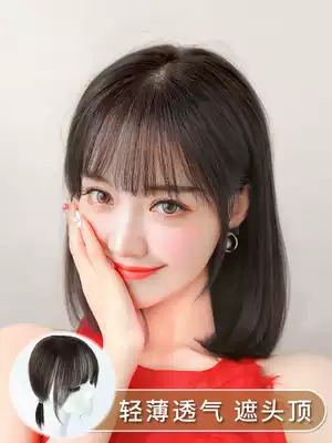 Summer new light and breathable hand-woven hair replacement block wig top cover white hair natural bangs wig Block Female