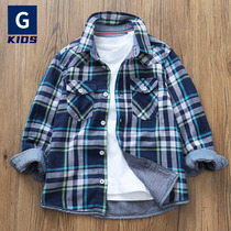 G soft cotton yarn spring and autumn new pure cotton boys plaid shirt ~ childrens shirt boys middle and large childrens clothing