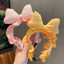 Korean version of wide-brimmed big bow hair hoop wash hair with net red hair card hair bundle makeup wash face mask head buckle female
