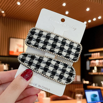 Striped fabric Plaid Diamond hairclip side bangs broken hairclip temperament girl Joker top clip back head bbclip